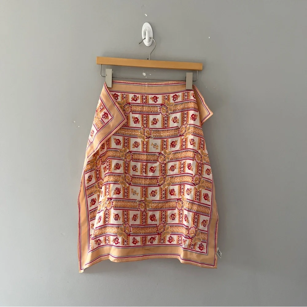Vintage Elegant Square Scarf Lightweight Floral Made in Japan Acetate